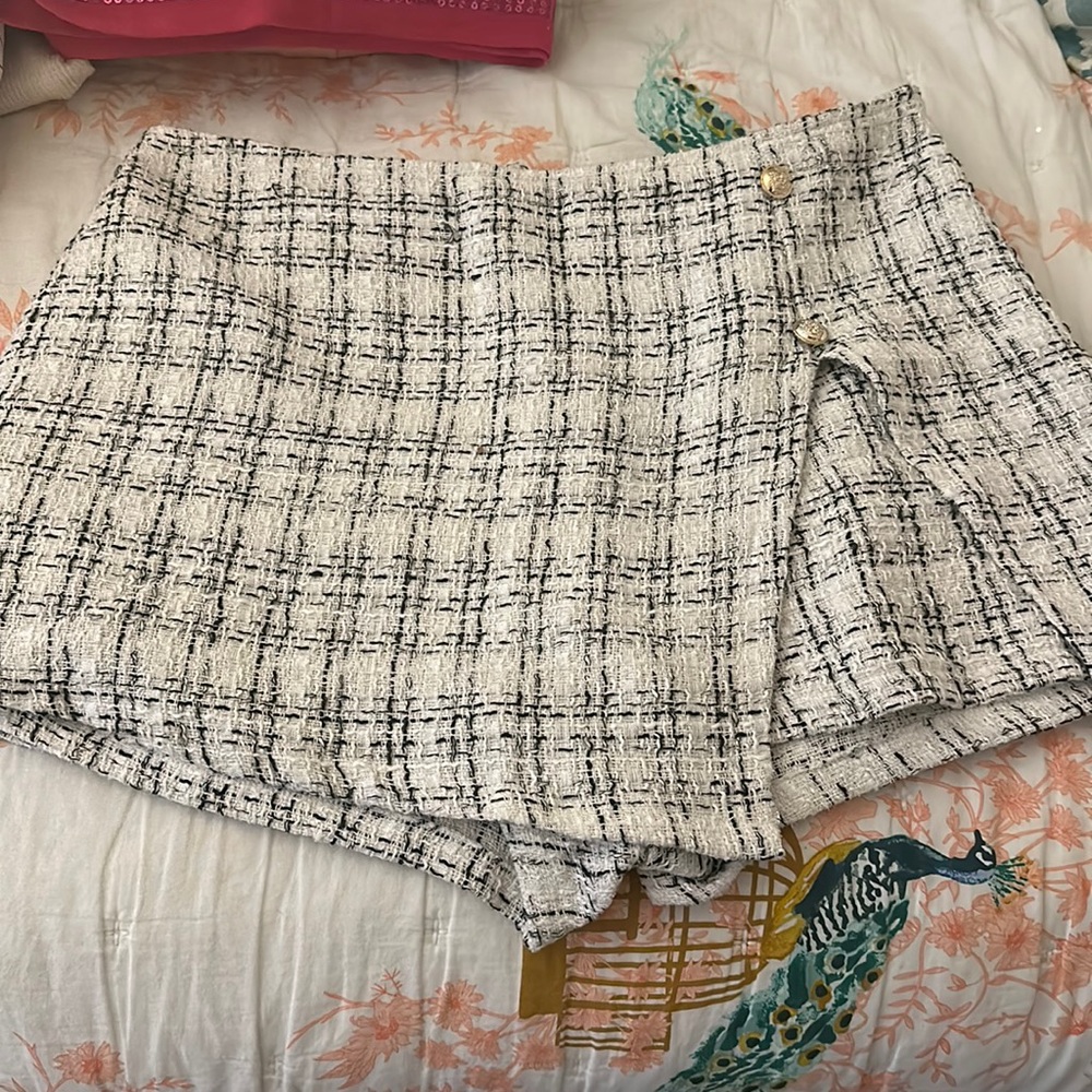 SHEIN Curve Plaid Asymmetrical Hem Tweed Skort Size 2X - Picture 5 of 8